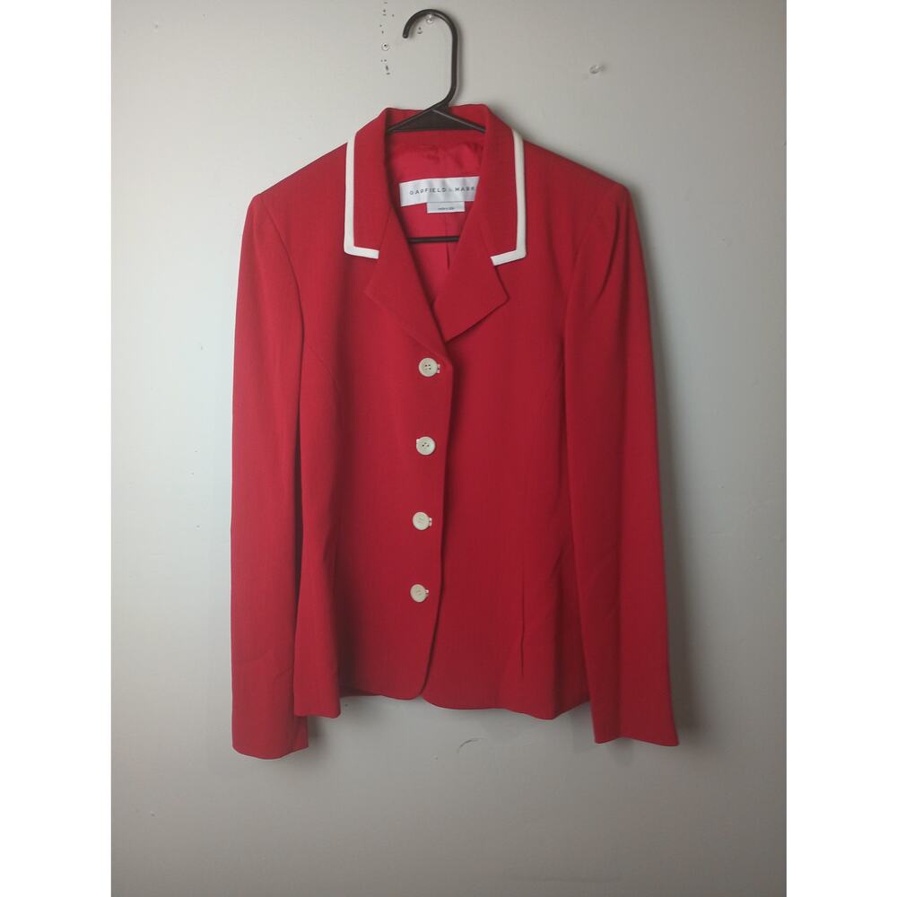 Garfield & Marks Red White Detail Women's Blazer Structured Career Office Size 4